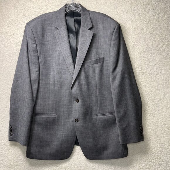 Chaps Mens Gray 2-Button Blazer Jacket Sports Coat 44R Wool Blend Classic Fit - Picture 2 of 10